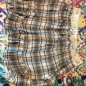 Loft plaid black and white top